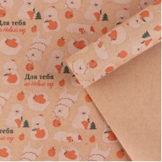 Бумага упаковочная крафтовая "Медвежата", 50*70 см